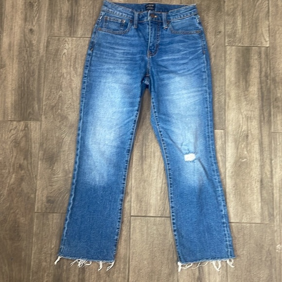J. Crew Distressed Ankle Jeans Mid-Rise Flare Crop - Picture 3 of 5